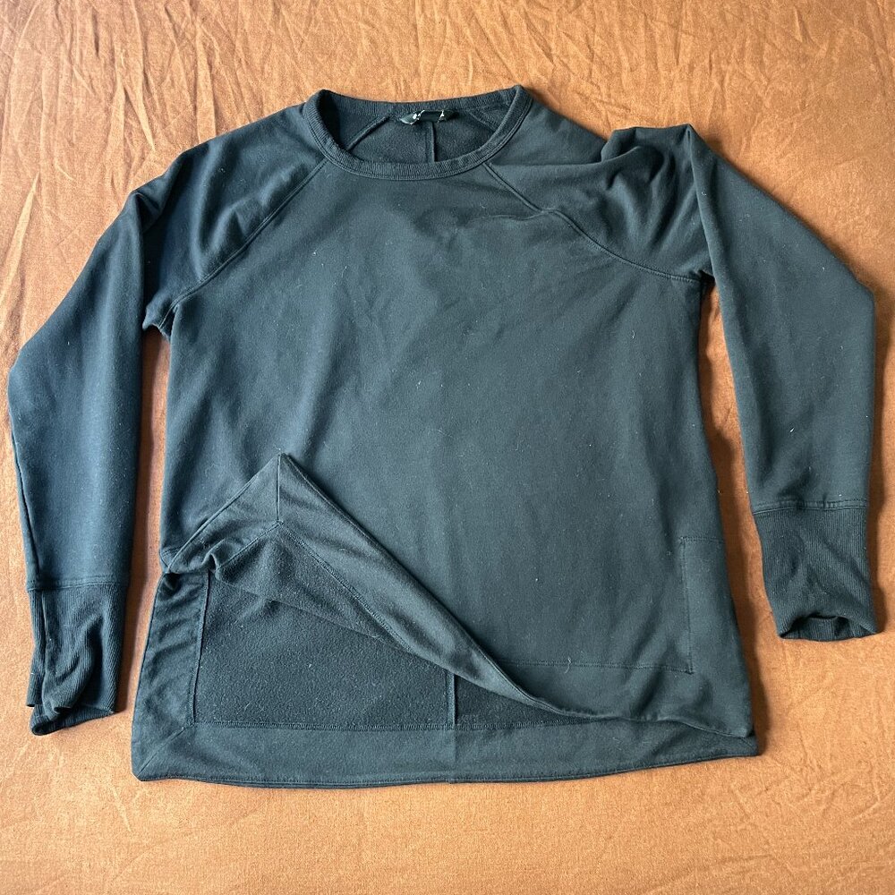 Athleta Coaster Luxe High Hip Sweatshirt Split Hem Black Size Medium